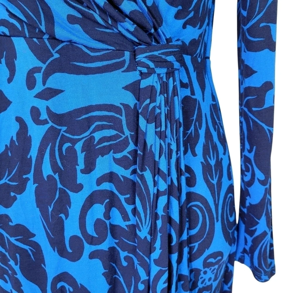Boden Henrietta Faux Wrap Dress Size 8 Blue Navy Surplice Long Sleeve Jersey
